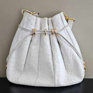 Luc Benoit Vintage White Ostrich Leather Bag